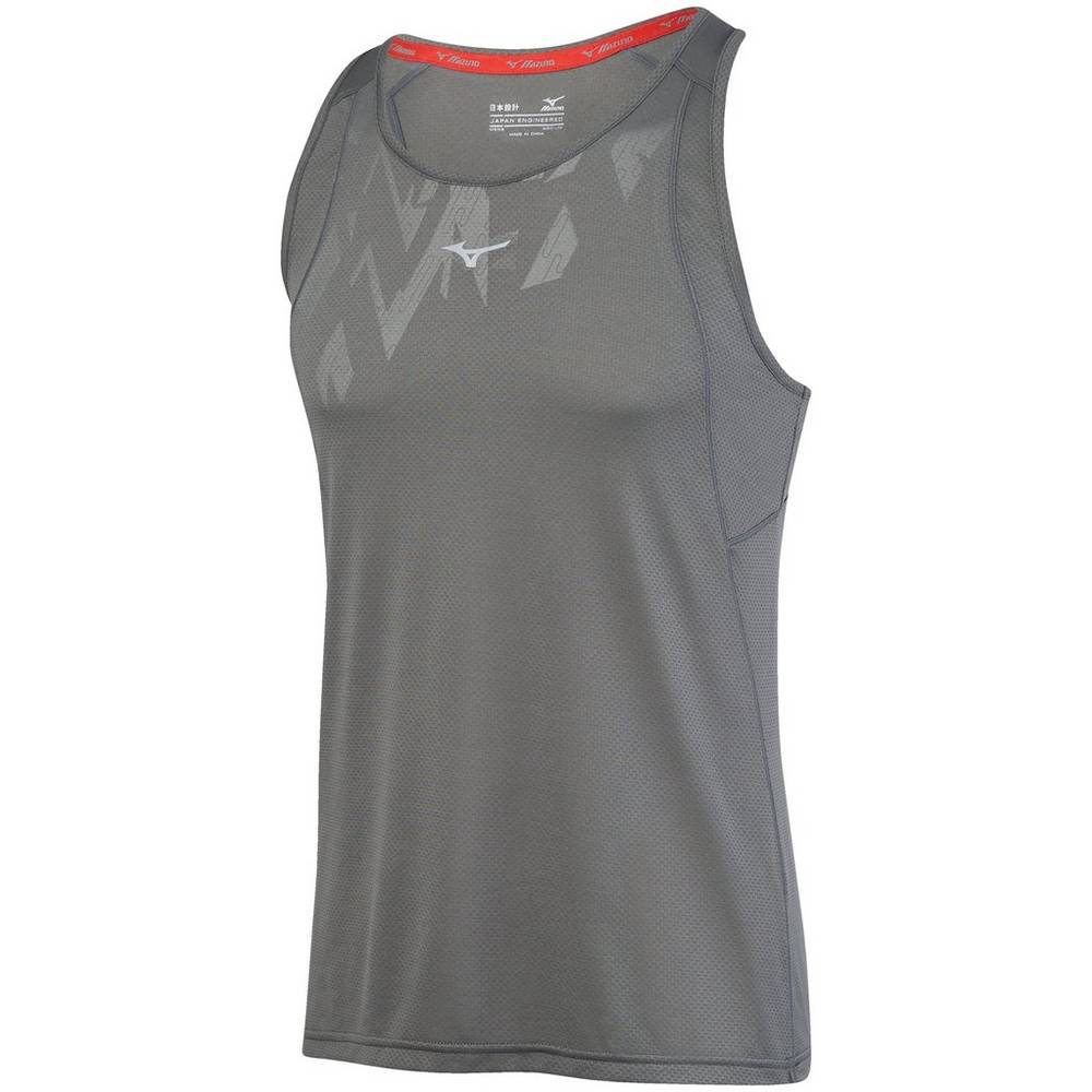 Mens Mizuno Singlet Alpha Vent Tank Top Grey Philippines (OSWGMJ125)